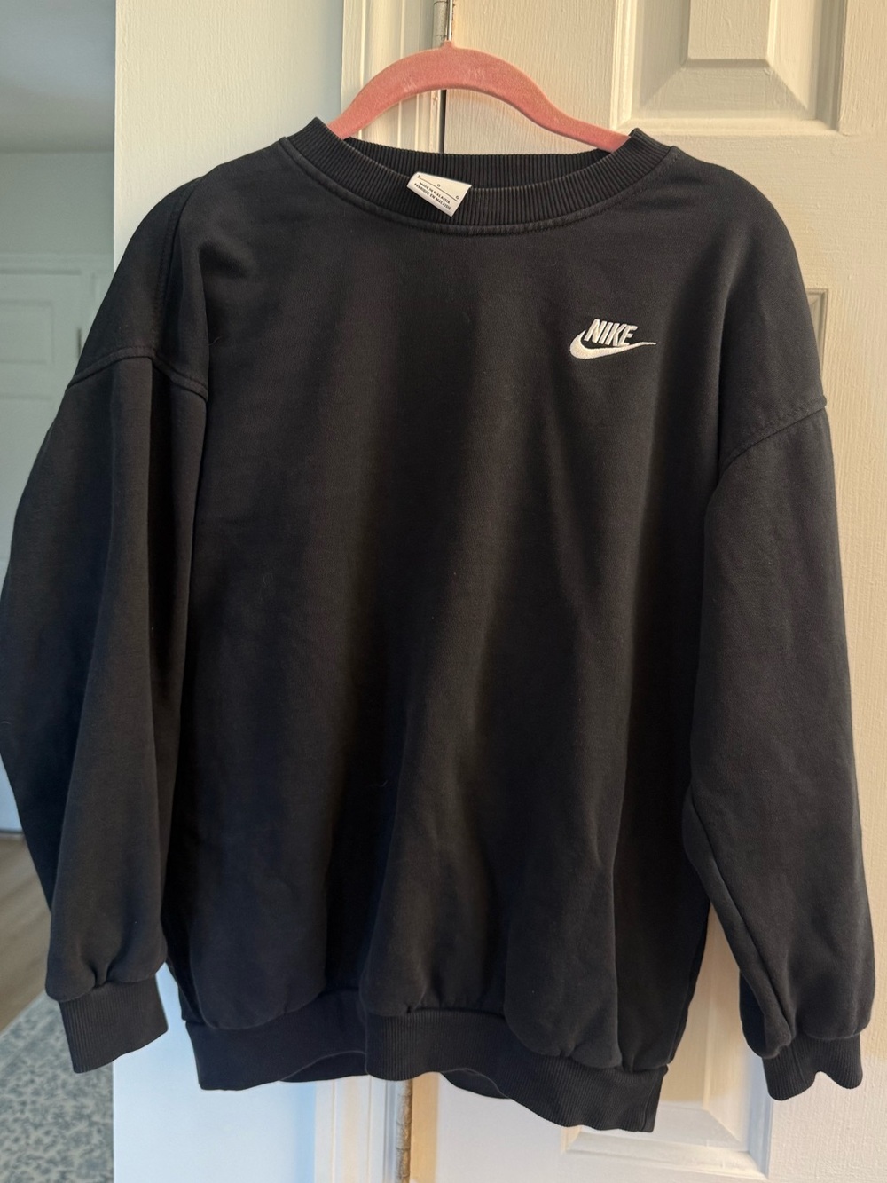 Nike Men's Crewneck Sweatshirt - Dark Navy with White Logo